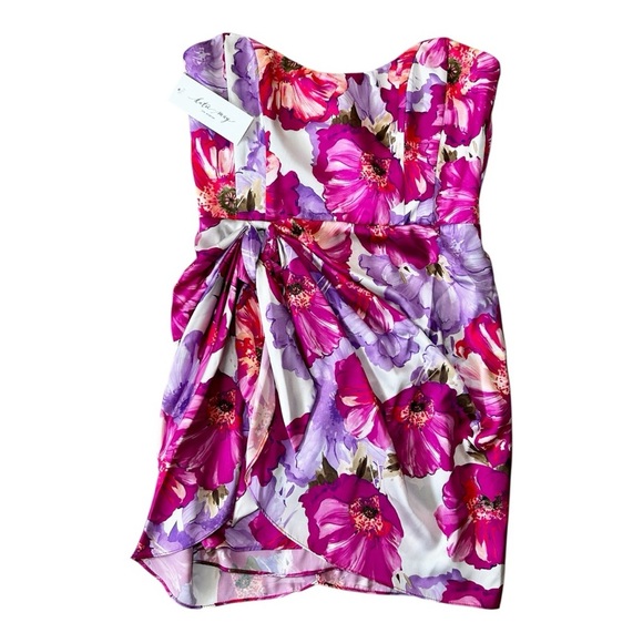 Katie May Los Angeles Electra Mini Dress, Magenta Poppy, NWT, Size Medium,Floral - Picture 3 of 10